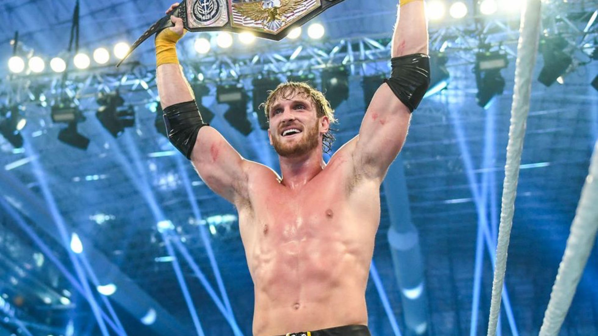 Logan Paul after winning the US Title