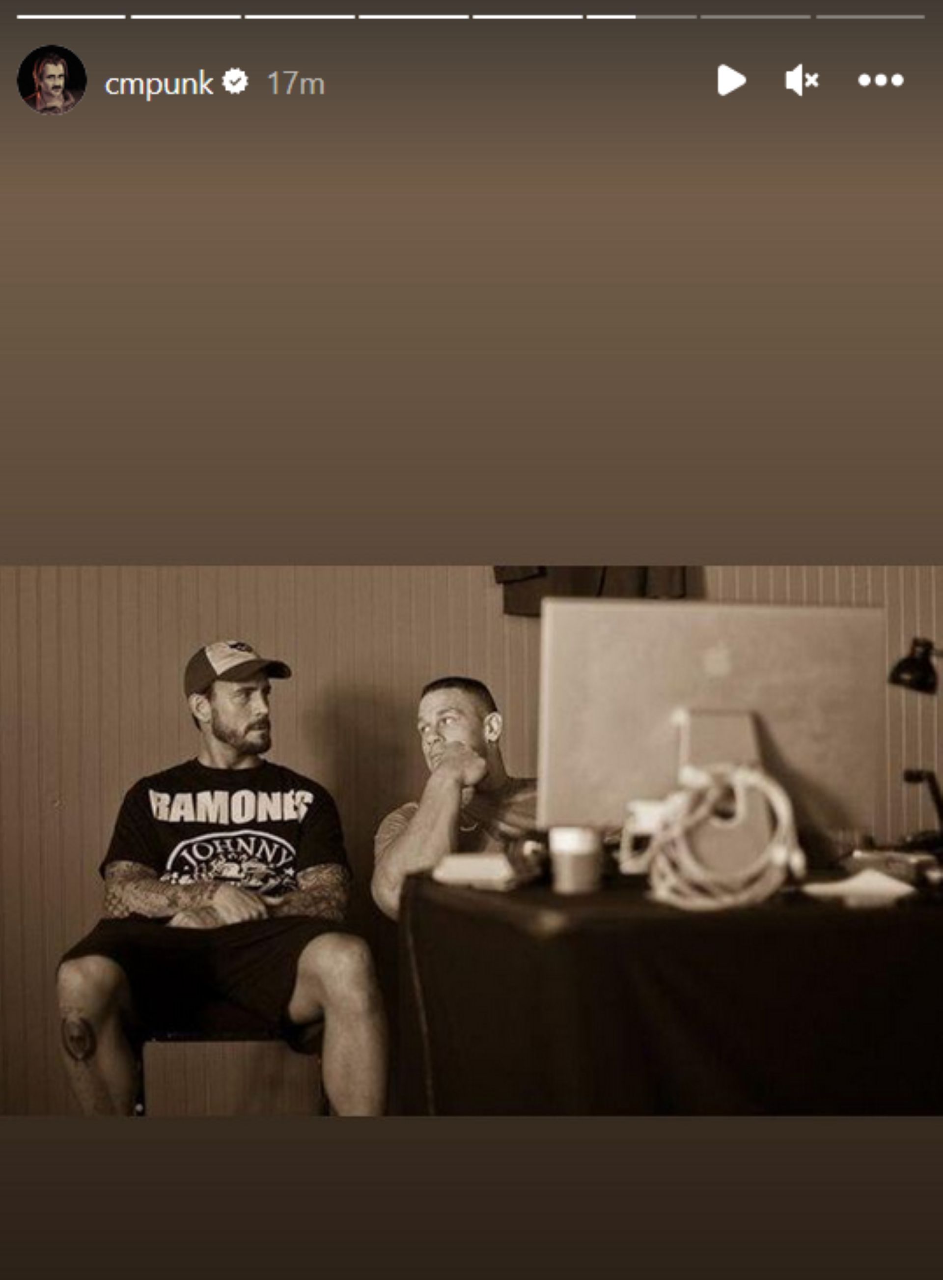 Screenshot of CM Punk's post on Instagram Stories