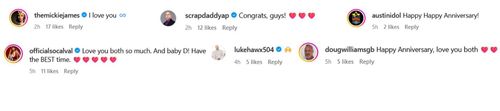 Screenshots of Instagram comments to Nick Aldis and Mickie James