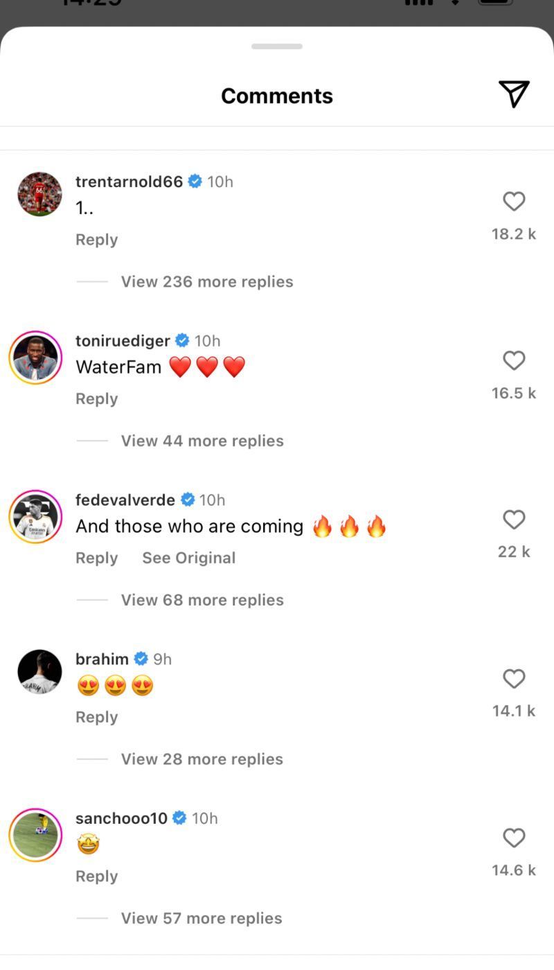 Comments on Jude Bellingham&#039;s Instagram post