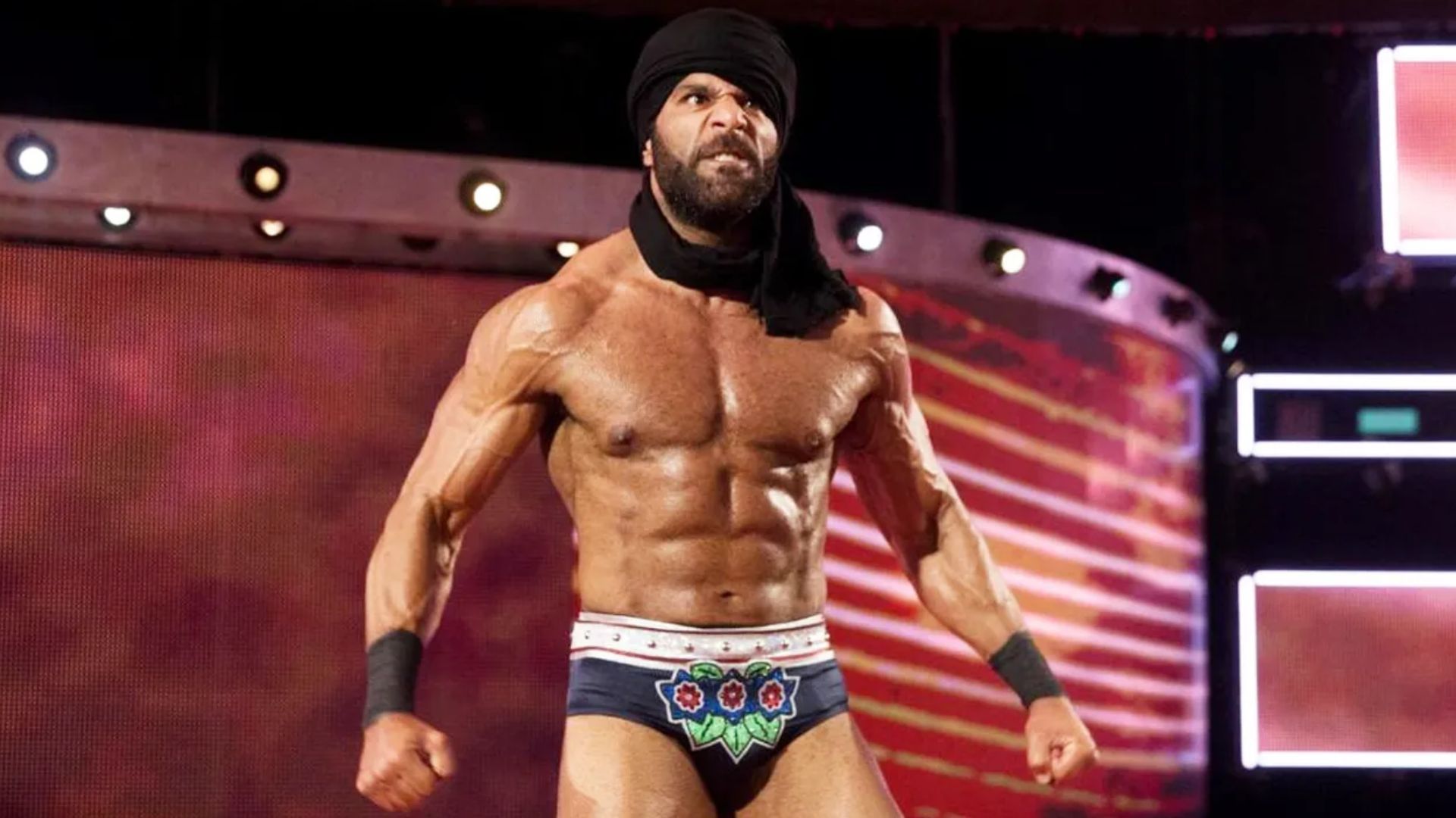 Jinder Mahal during his entrance. 