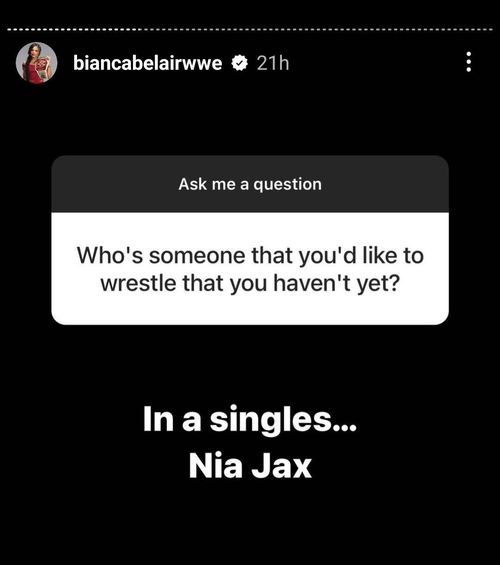 Screenshot of Bianca Belair's Instagram Stories post