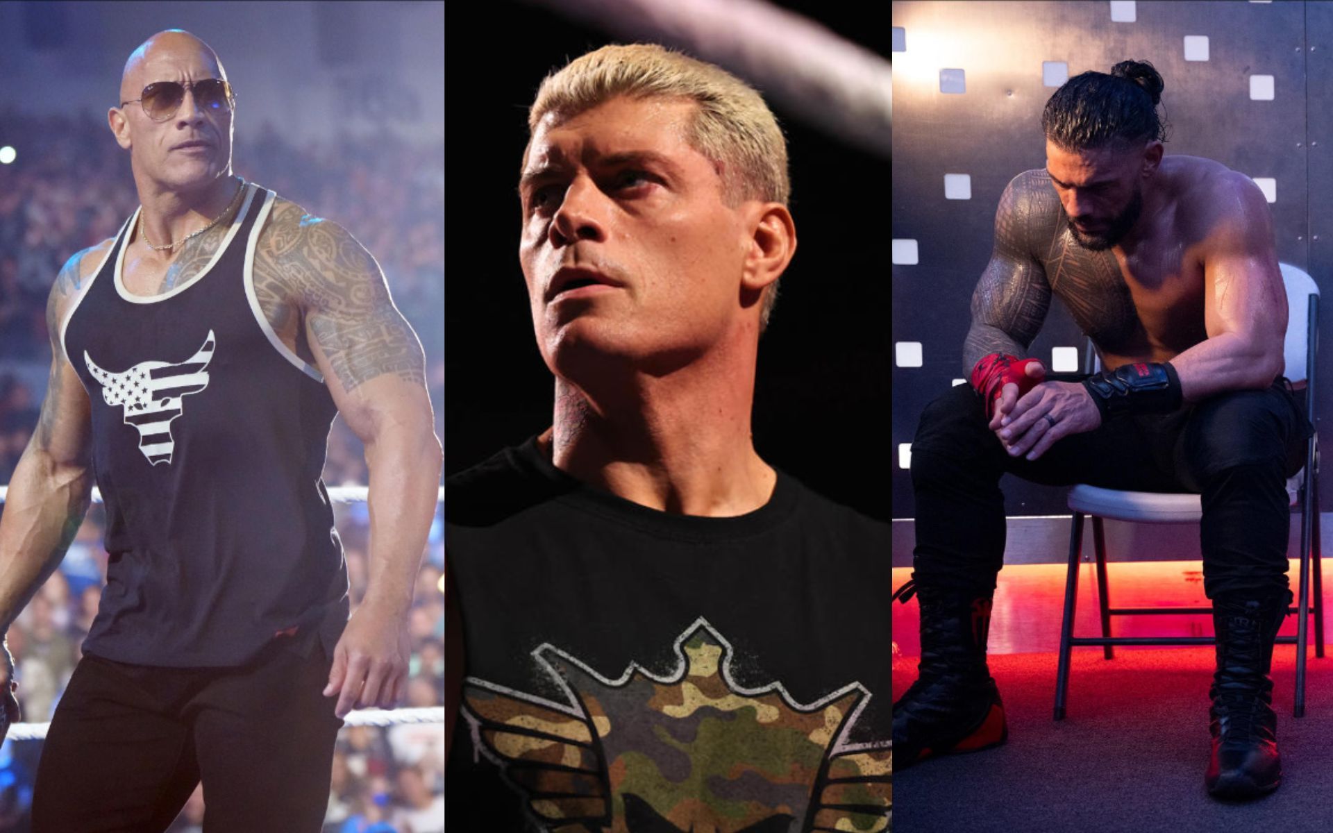 (Left to Right): The Rock, Cody Rhodes and Roman Reigns (Image Credit: WWE.com) 