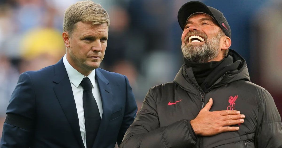 Newcastle United boss Eddie Howe (left) and Liverpool manager Jurgen Klopp