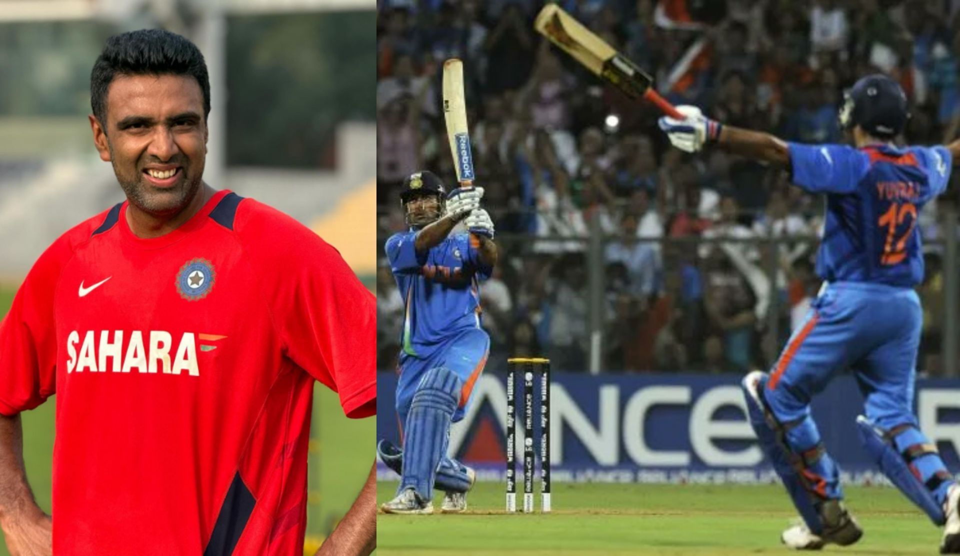 Ravichandran Ashwin wearing 2011 ODI World Cup jersey. 