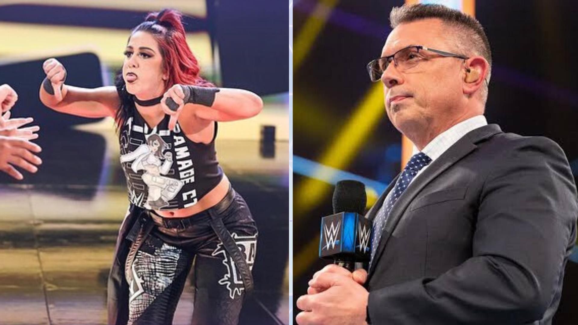 Bayley and Michael Cole