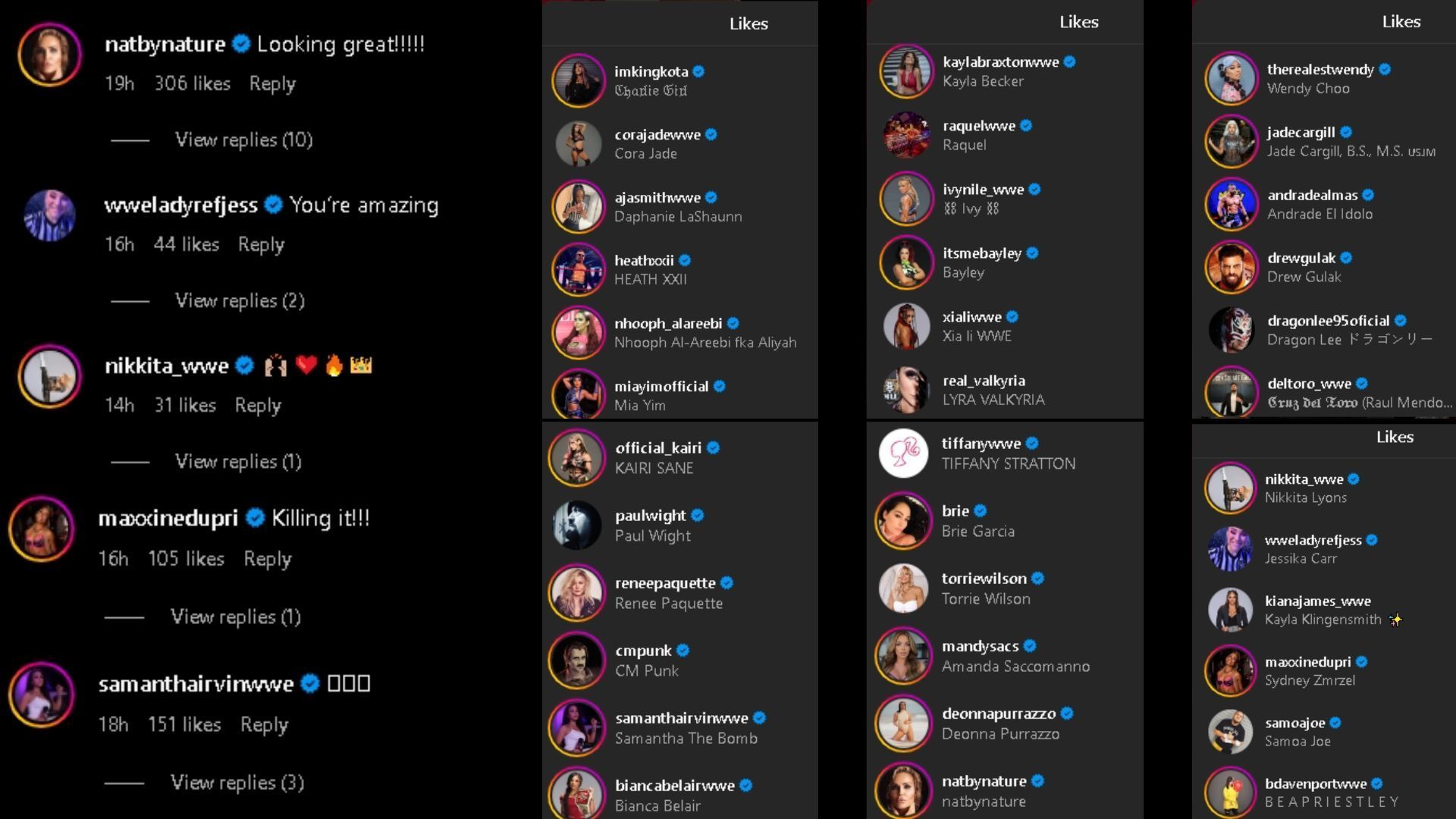 Screengrab of reactions on the Instagram post.