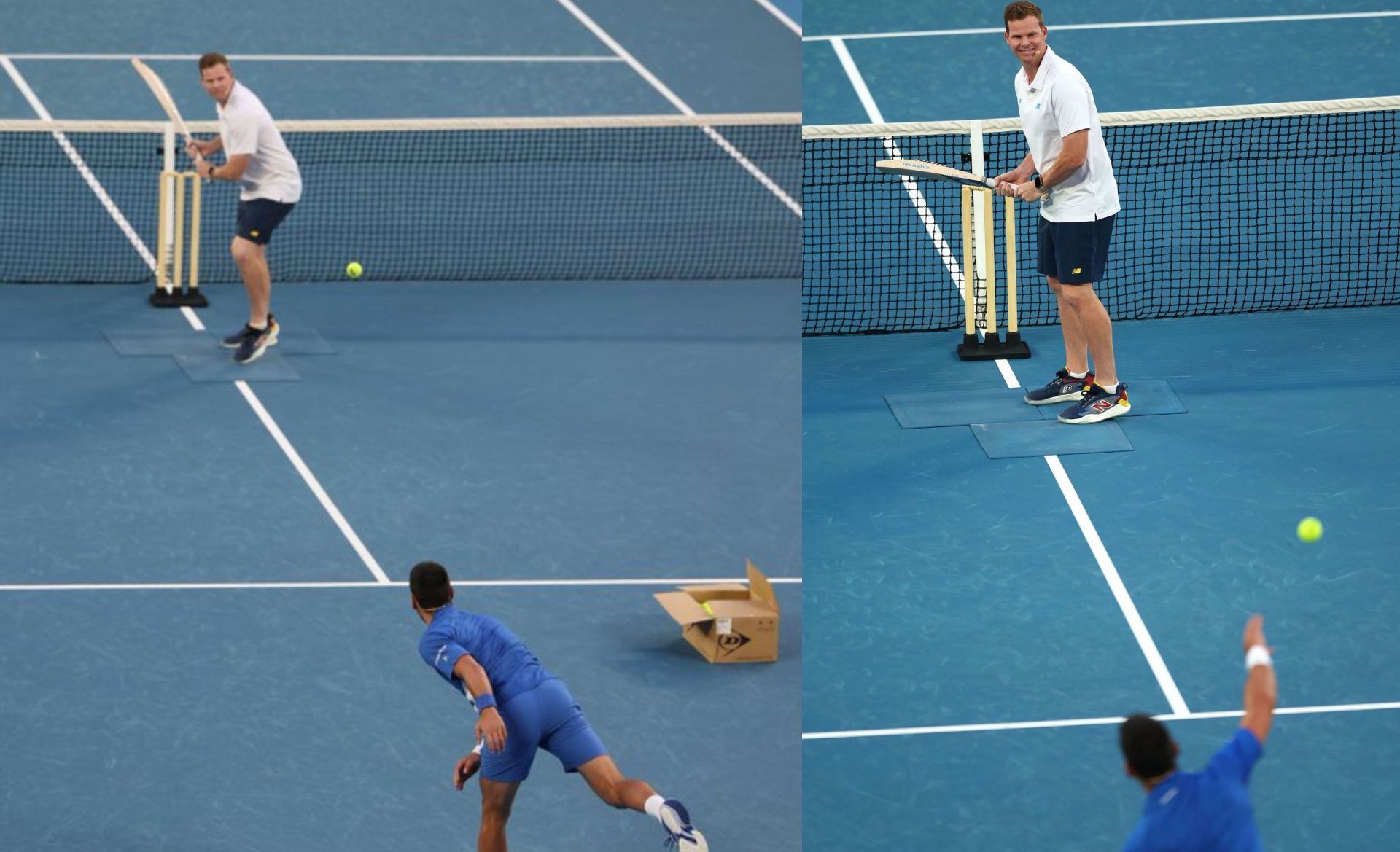 Steve Smith facing Novak Djokovic. (Getty Images)