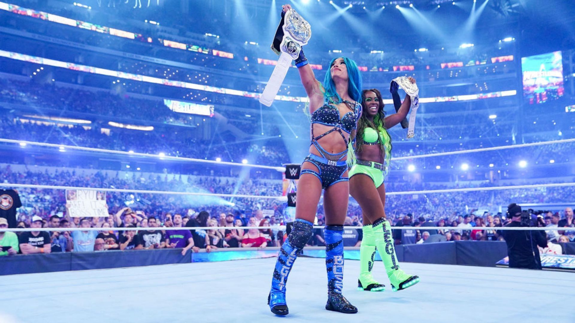 Naomi was the WWE Women&#039;s Tag Team Champion along with Sasha Banks