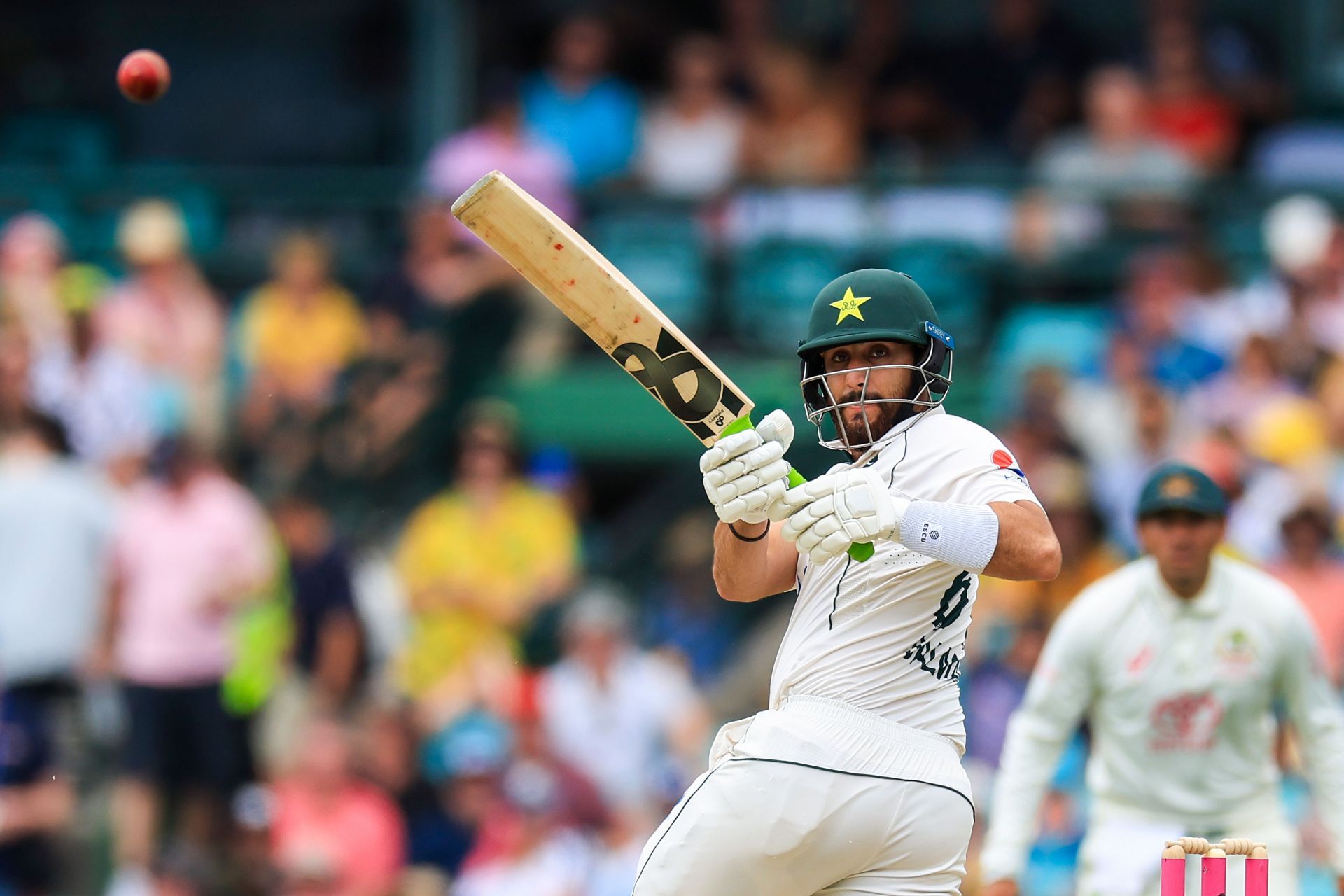 Salman Ali Agha en route to a half-century in the first innings at Sydney. (Pic: Getty)