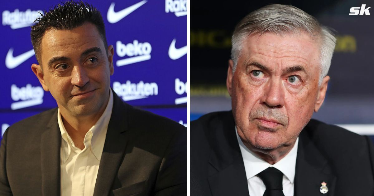 Barcelona manager Xavi and Real Madrid manager Carlo Ancelotti