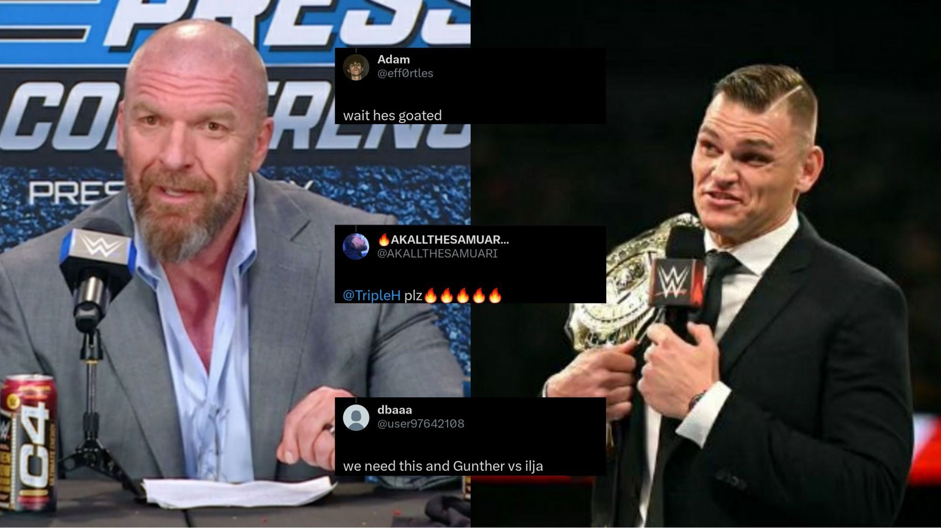 Triple H (left); Gunther (right)