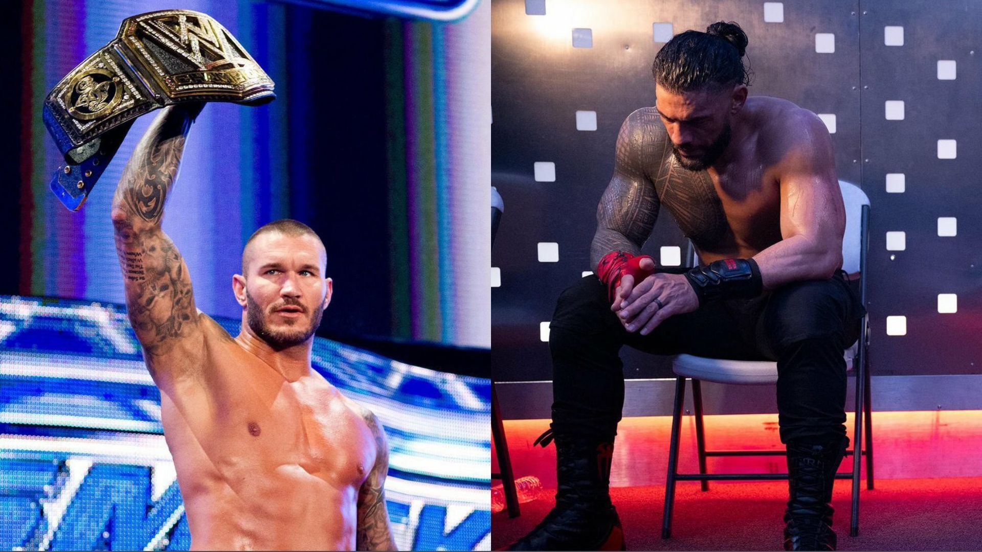 Randy Orton (left); Roman Reigns (right)