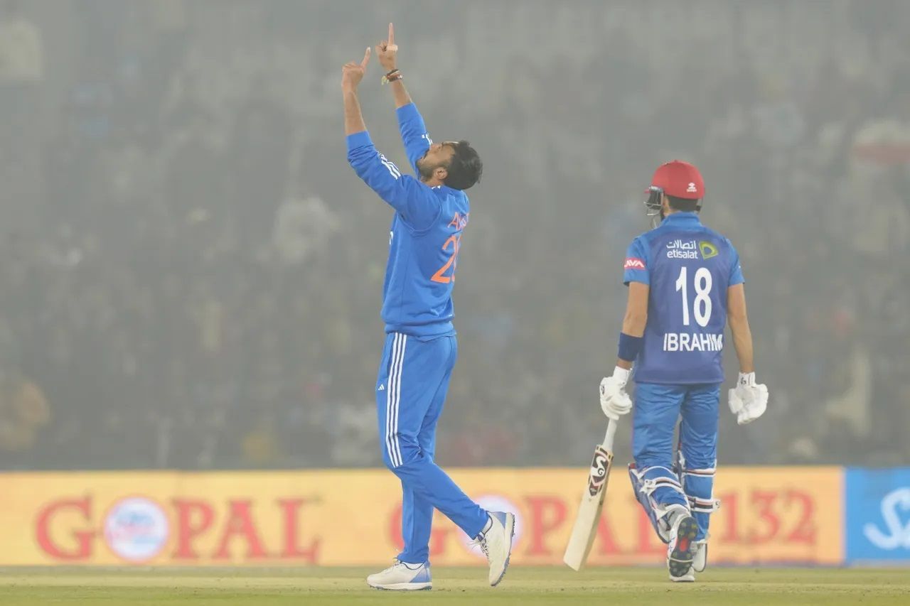 Ibrahim Zadran (right) scored a 22-ball 25 in the first T20I against India. [P/C: BCCI]