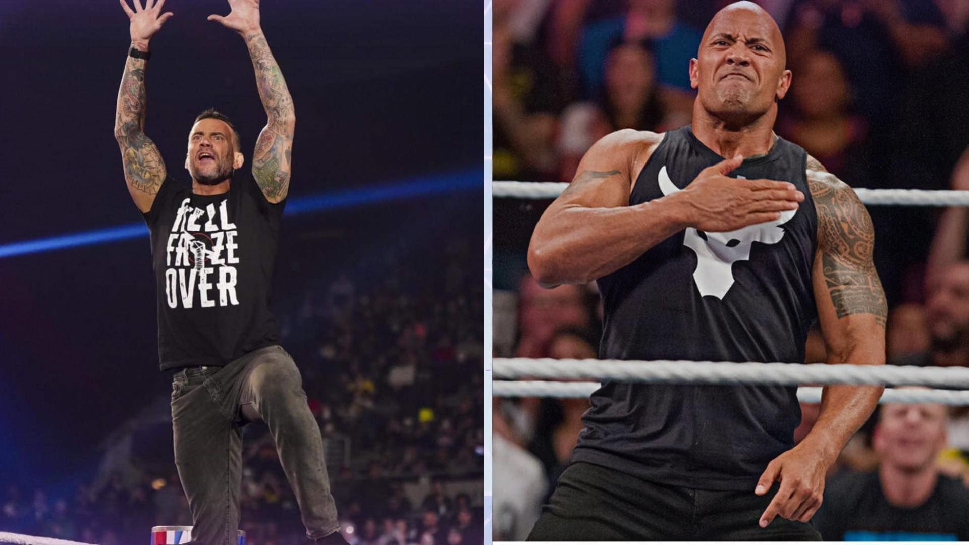 CM Punk (left); The Rock (right)