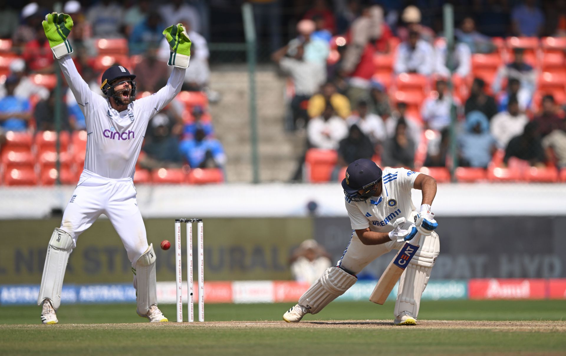 Rohit Sharma fell lbw to Tom Hartley. [P/C: Getty]