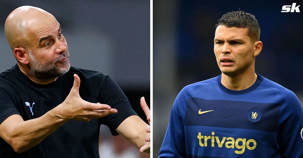 Chelsea star Thiago Silva and Man City boss Pep Guardiola 