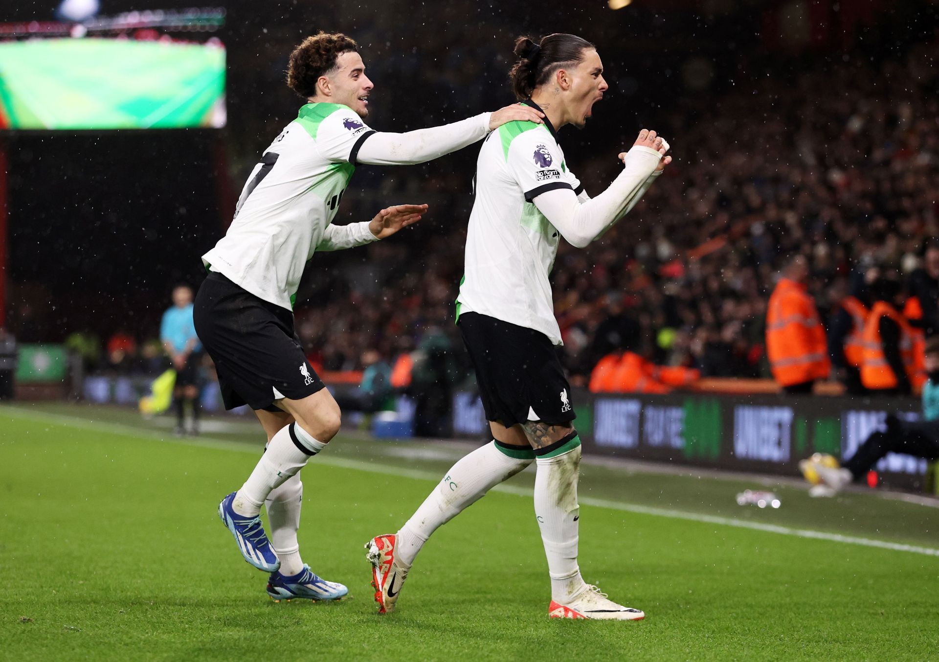 Darwin Nunez celebrates after the opener against Bournemouth.