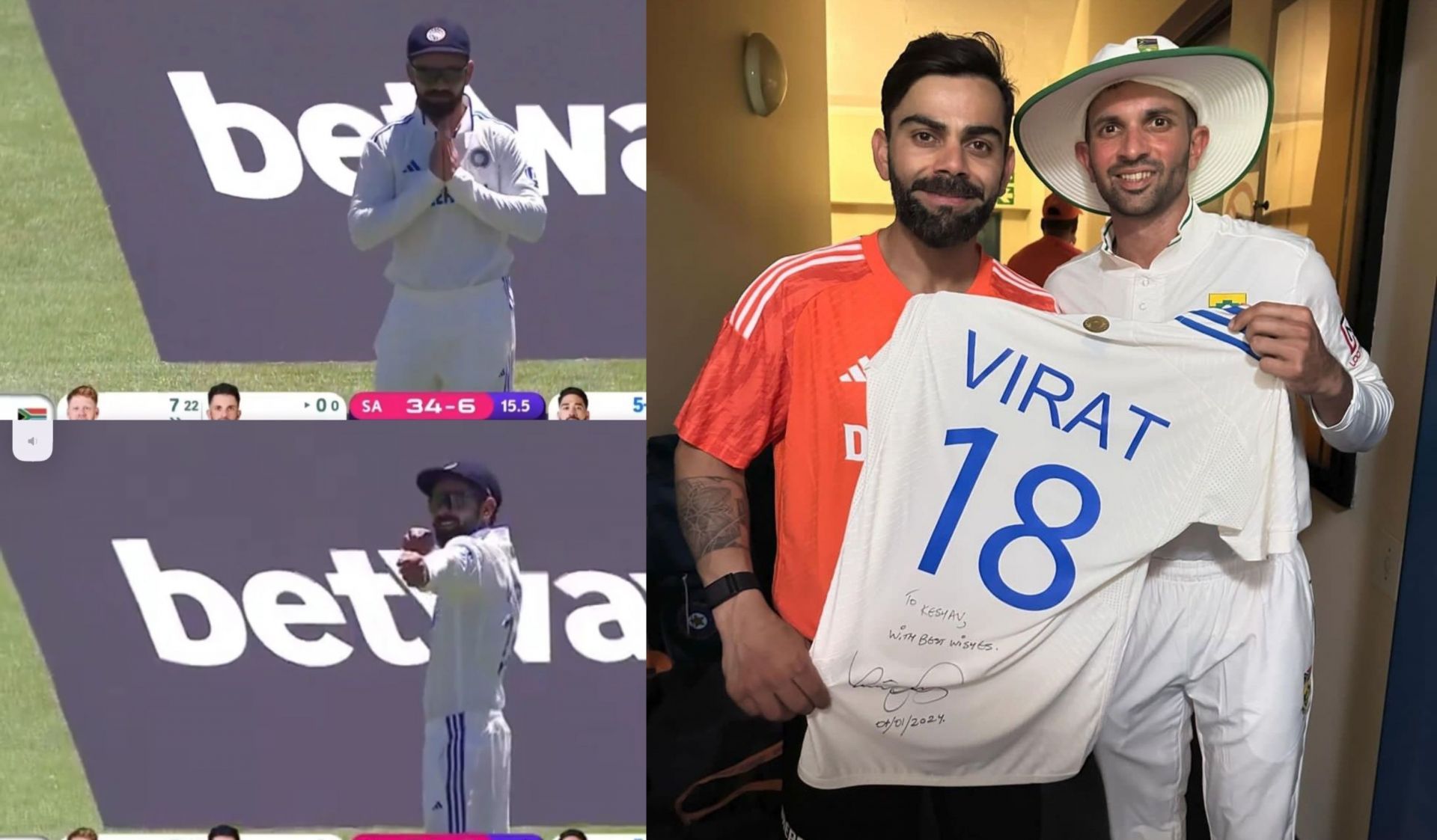 Virat Kohli with Keshav Maharaj after the conclusion of Test series. 