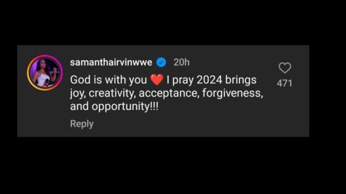 Samantha Irvin's comment on Dream's post