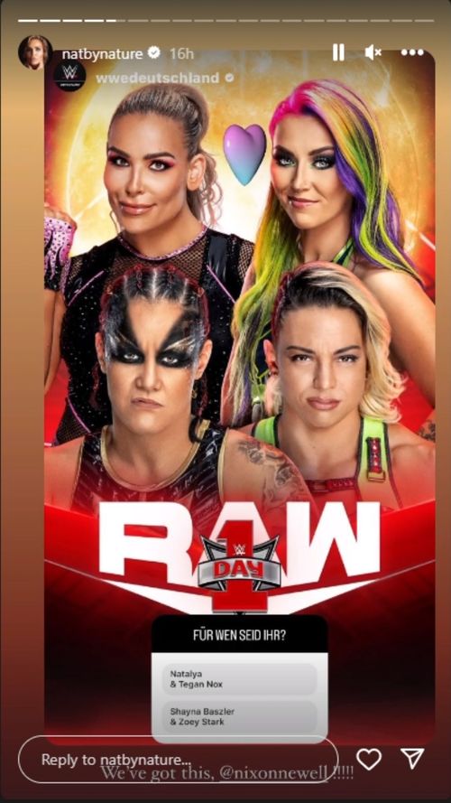 A screenshot of Natalya's Instagram story.