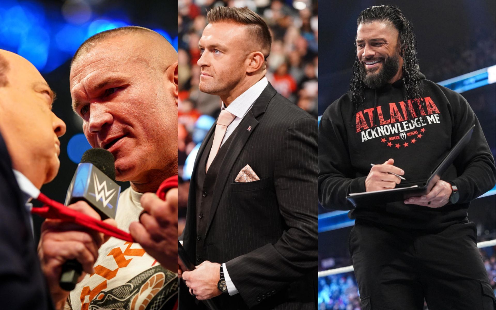 Contract signing wrecks chaos; Nick Aldis looks on at Roman Reigns