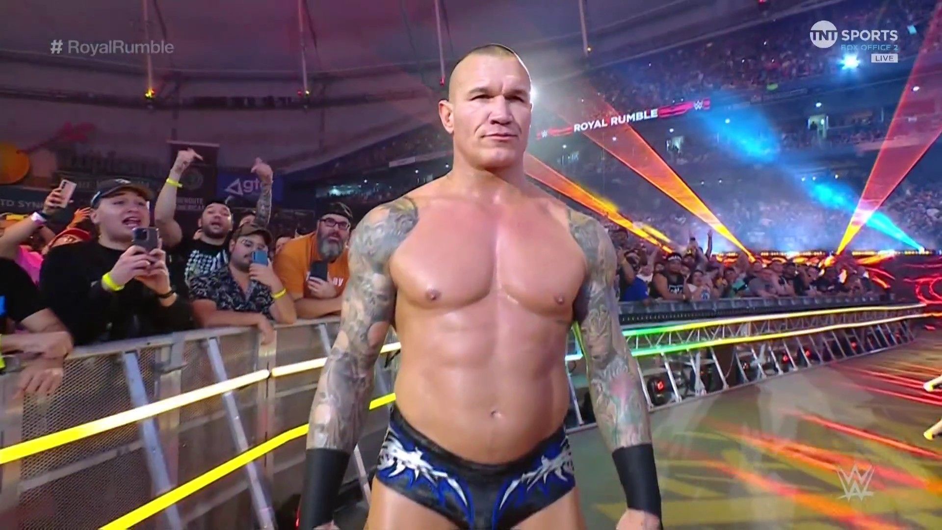 Randy Orton entering his title match at the Royal Rumble