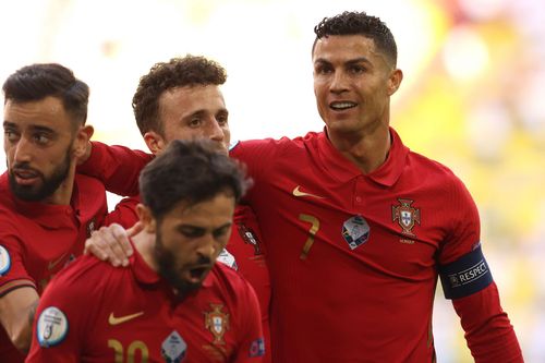 Diogo Jota looks up to his Portugal skipper Cristiano Ronaldo. 