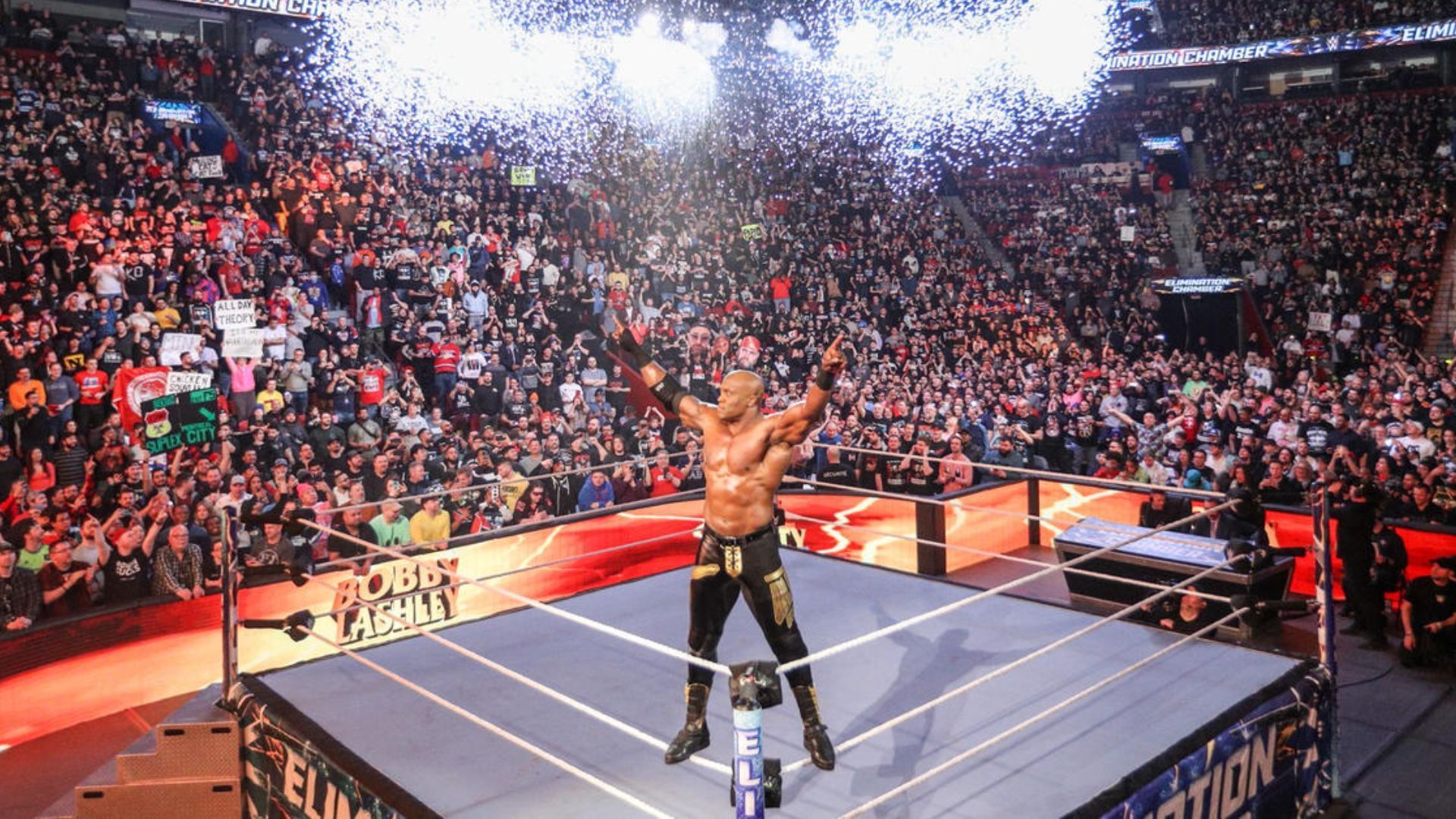 Bobby Lashley during his entrance at an event 