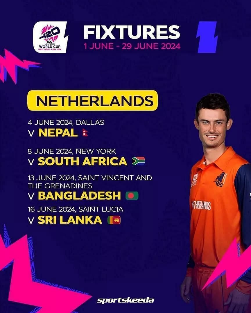 Netherlands T20 World Cup 2024 Schedule