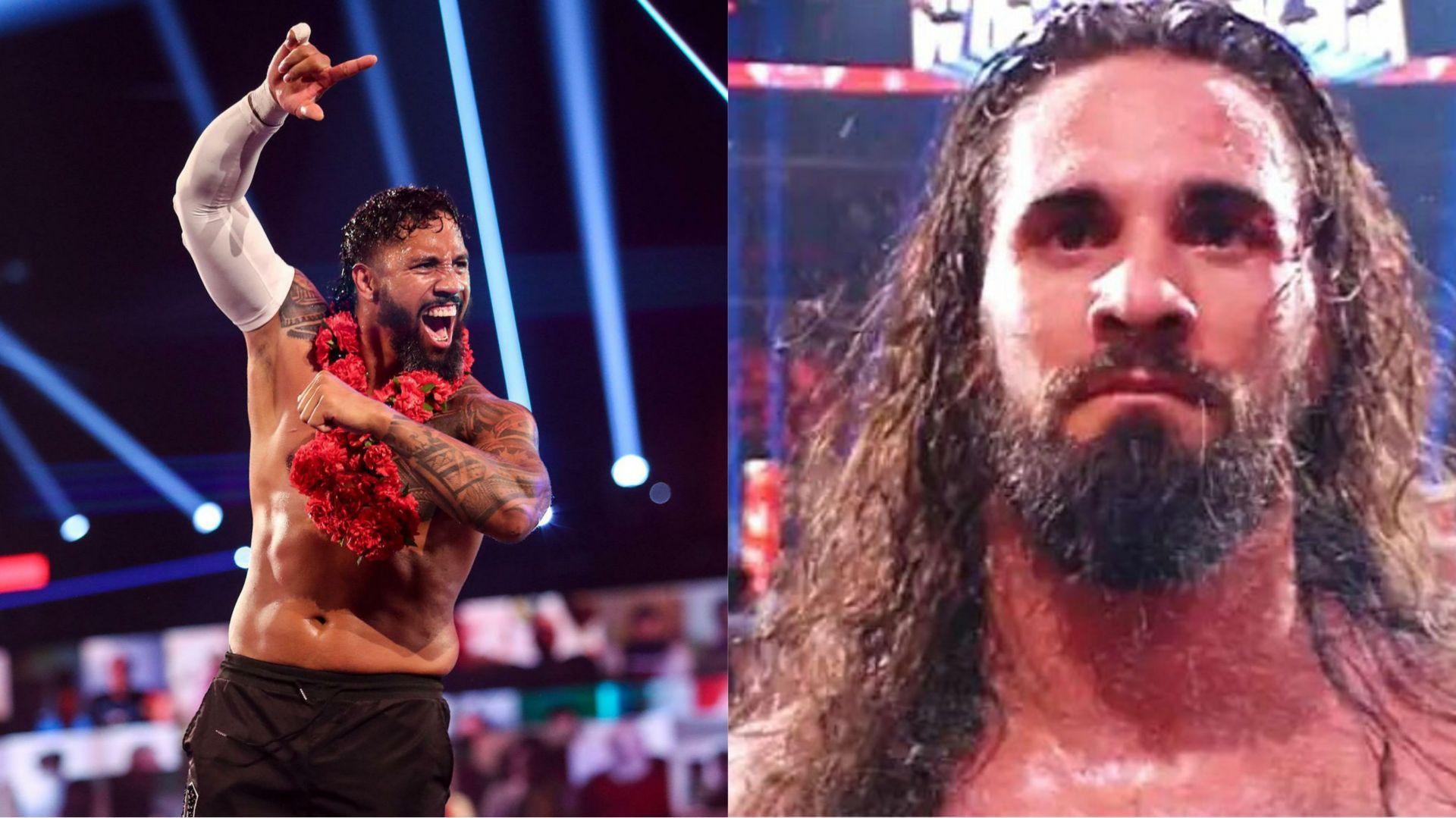 Jey Uso (left) and Seth Rollins (right)