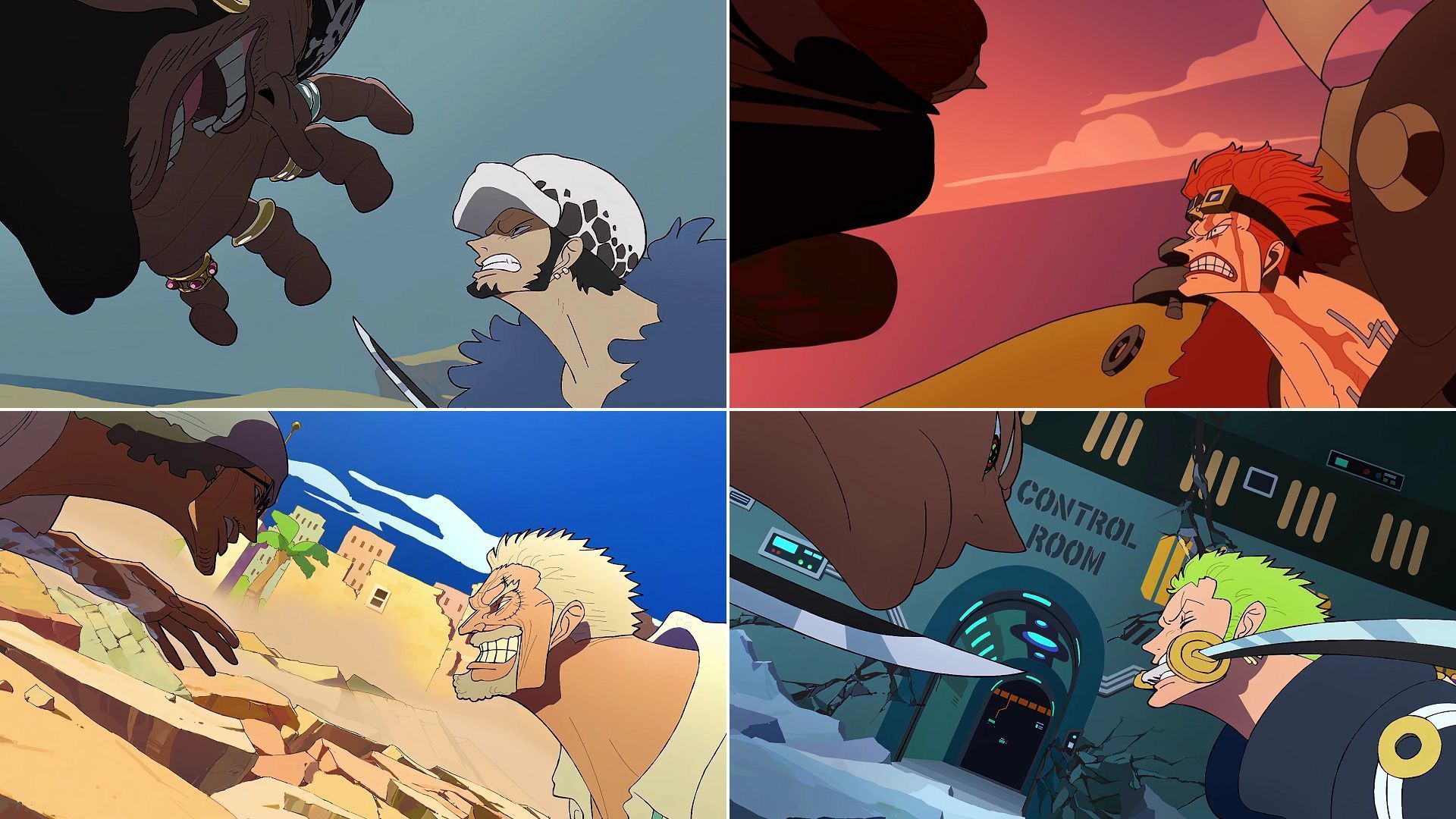 The fights emphasized in the opening (Image via Toei Animation, One Piece)