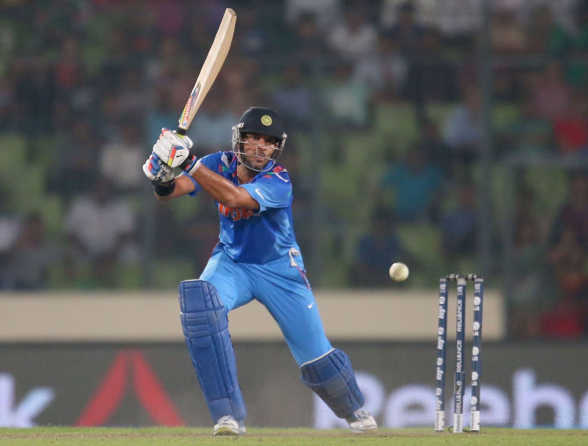 Yuvraj Singh in action for India in 2014.