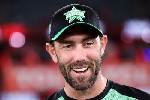 Glenn Maxwell smiling when in action for Melbourne Stars.