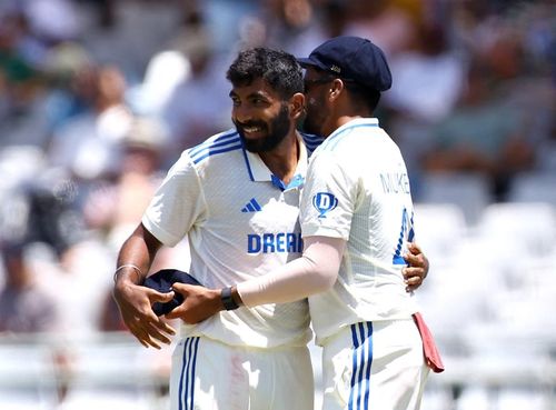 Jasprit Bumrah (left) won the POTS series award along with Dean Elgar.