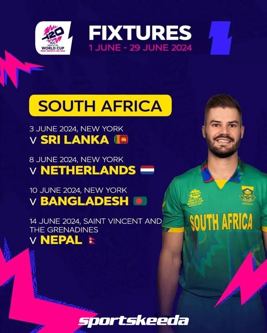 South Africa T20 World Cup 2024 Schedule