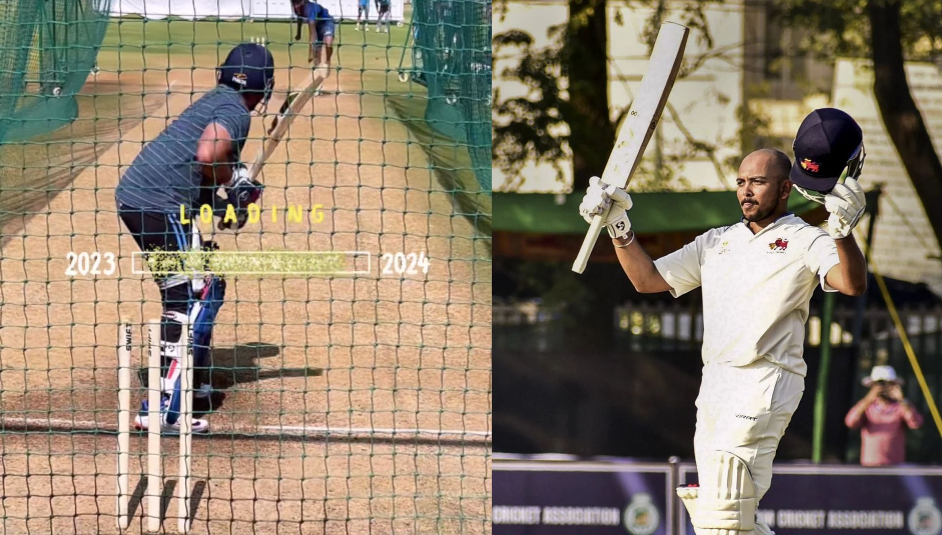 Prithvi Shaw working in the nets to fine tune his batting. 