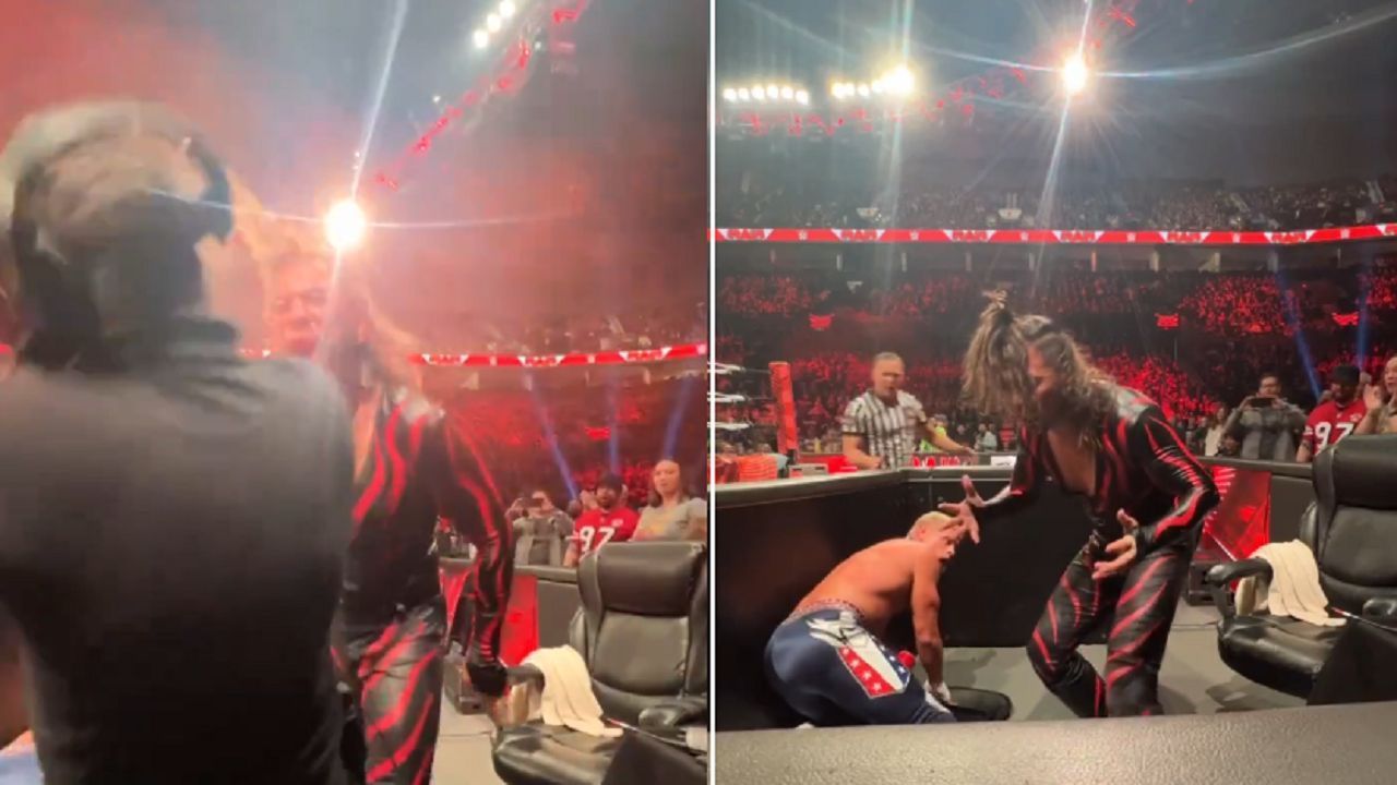 Nakamura misting the timekeeper on RAW