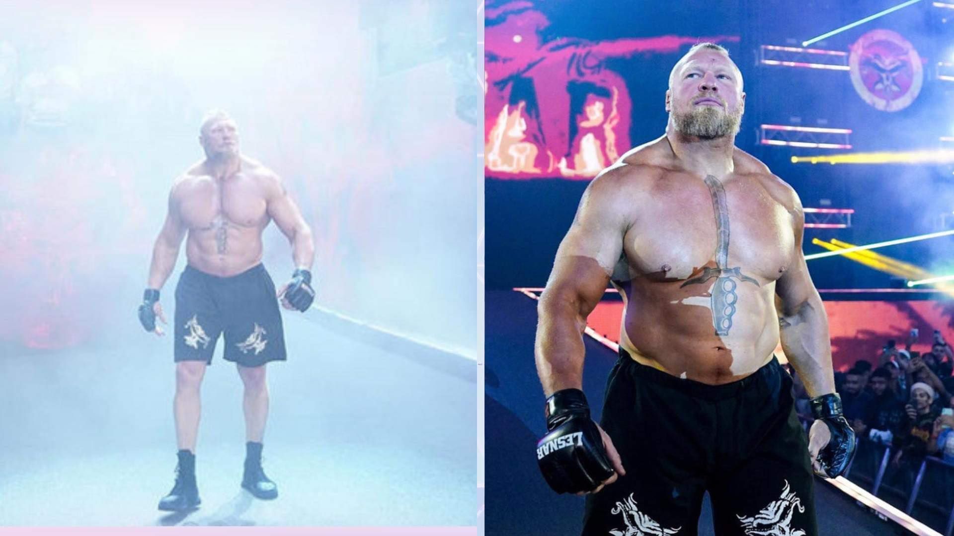 Brock Lesnar making his entrance at a WWE event.