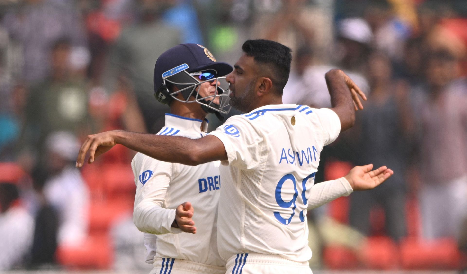 Ravichandran Ashwin (right) wasn’t as effective in Hyderabad as he was expected to be. (Pic: Getty Images)