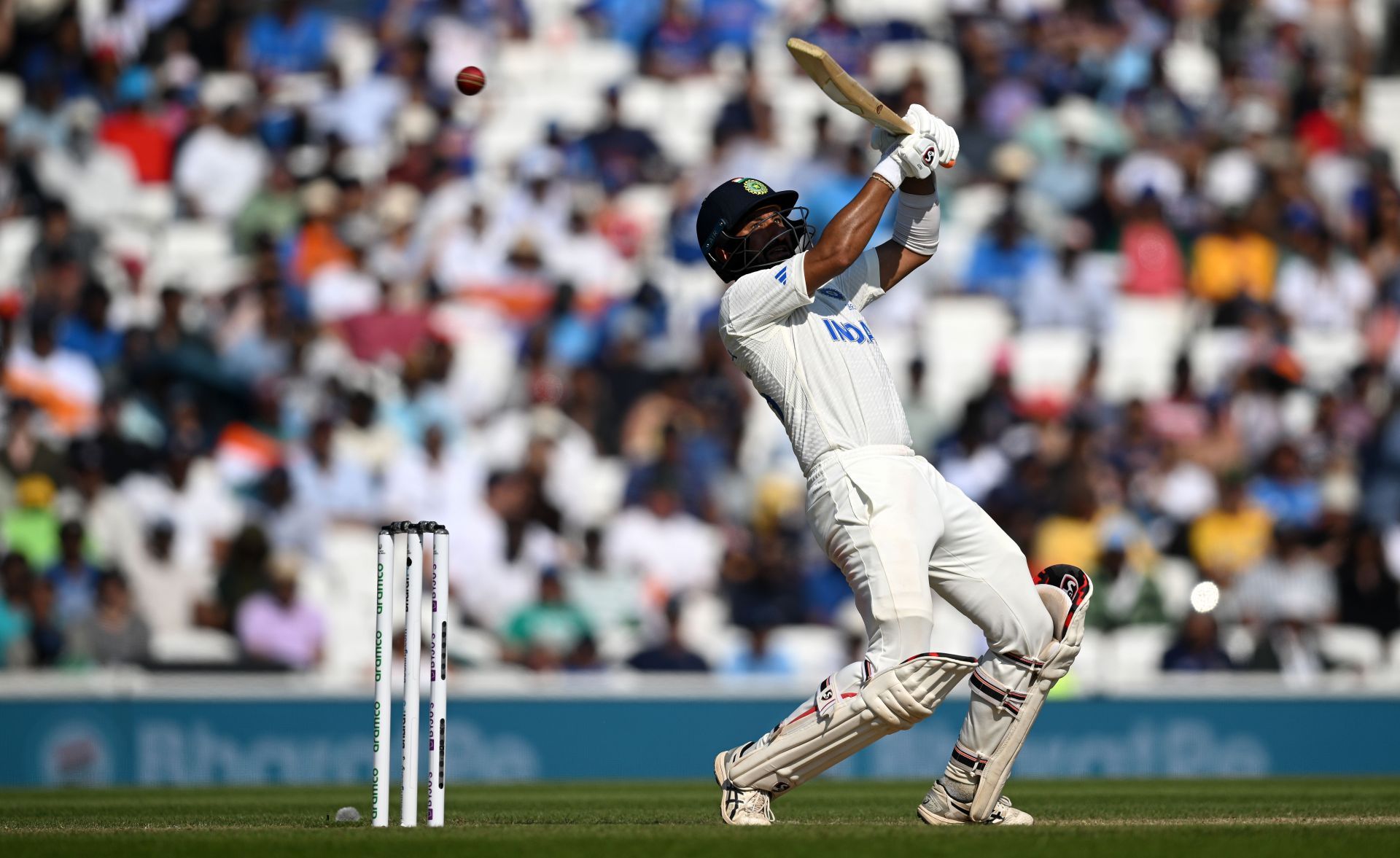 Cheteshwar Pujara in action: Australia v India - ICC World Test Championship Final 2023: Day Four