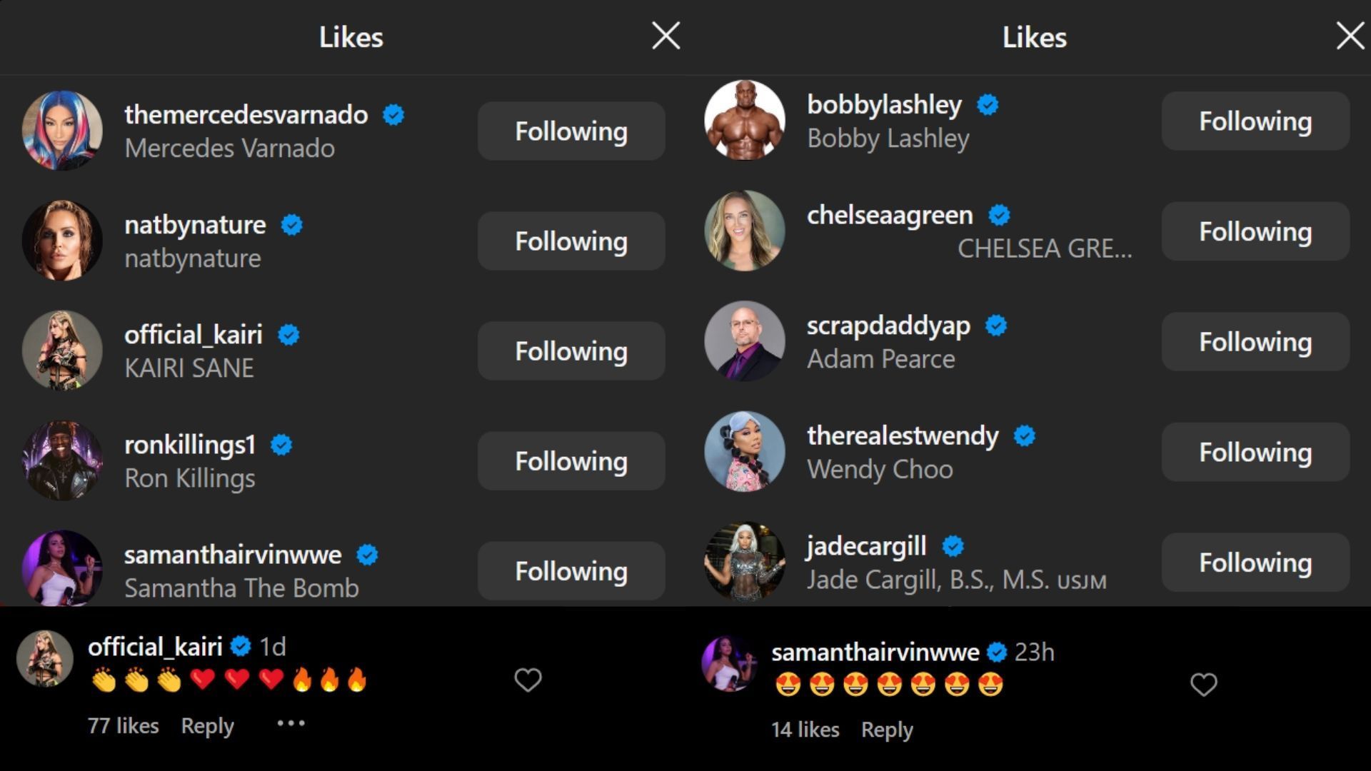 Screengrab of reactions to Xia Li&#039;s Instagram post.