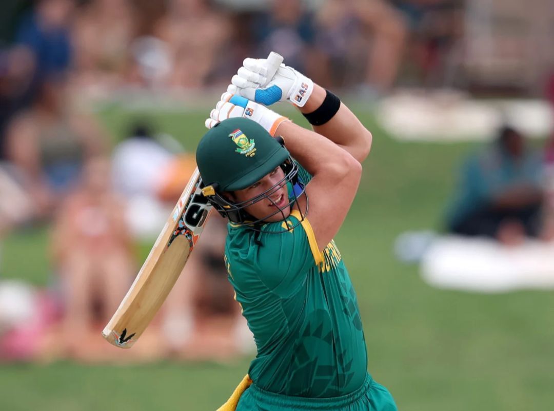 Steve Stolk holding the pose after a lofted shot during the 2024 U-19 World Cup