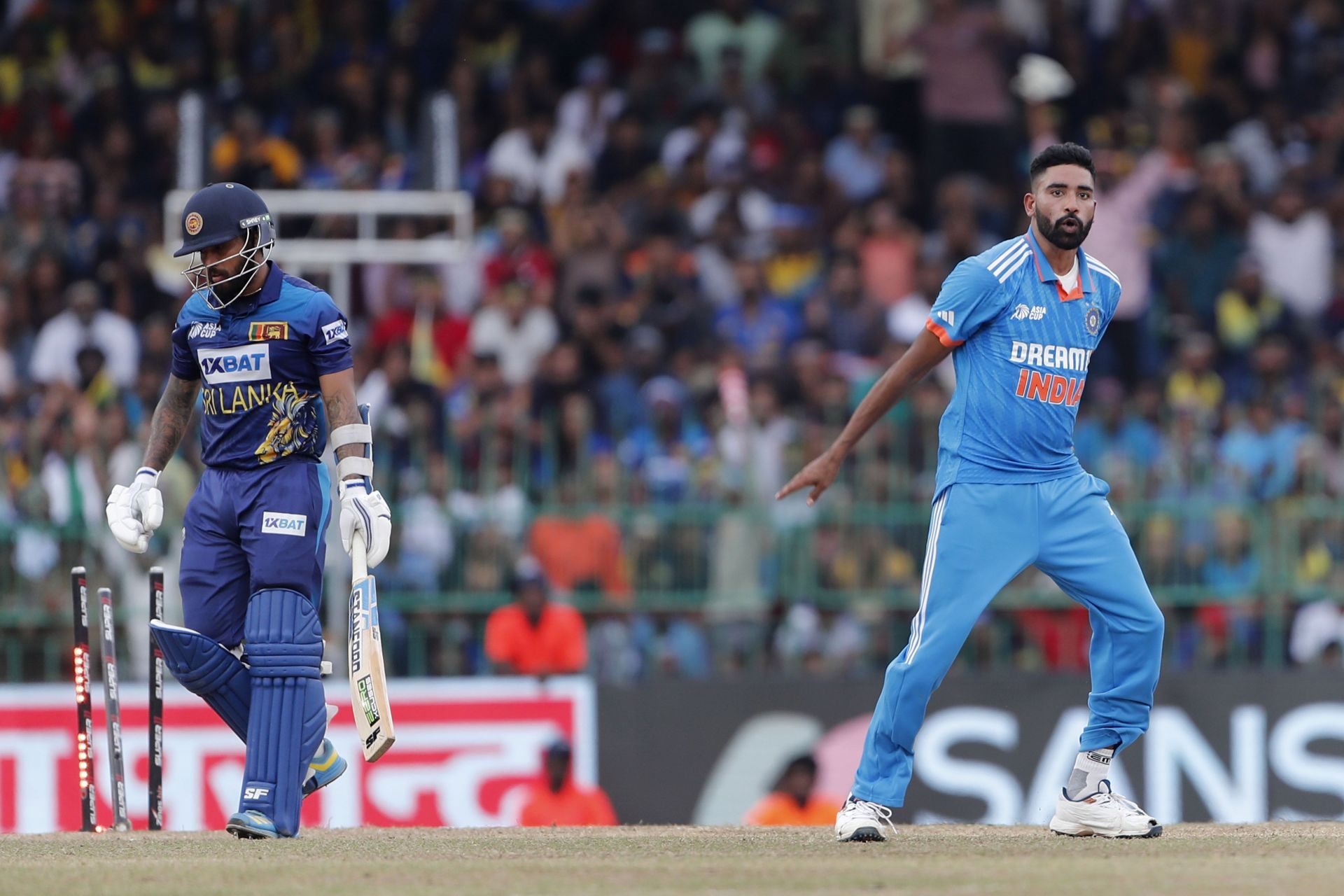 Mohammed Siraj celebrates: India v Sri Lanka - Asia Cup Final