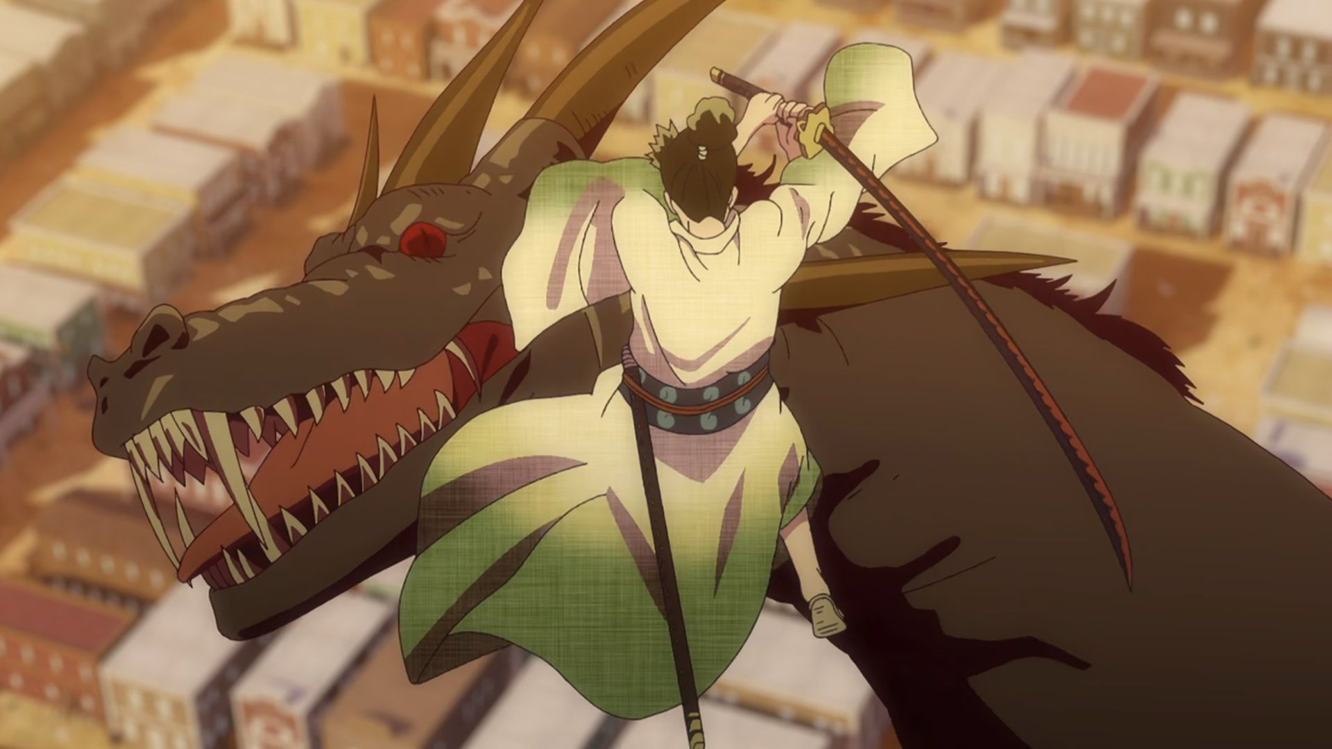 Ryuma killing the evil dragon in Monsters (Image via E&amp;H Production)