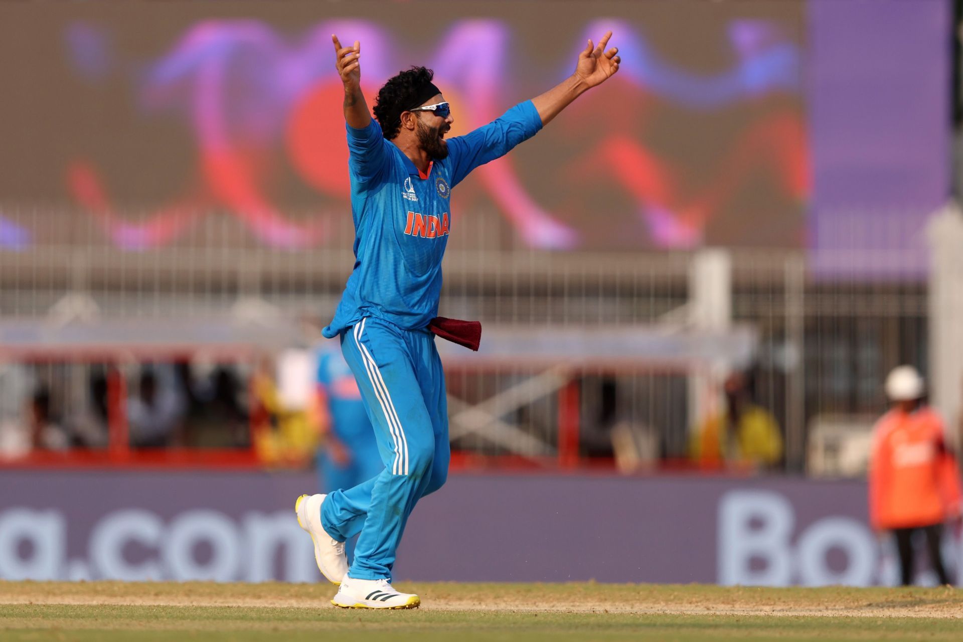 Ravindra Jadeja in action: India vs Australia - ICC Men&#039;s Cricket World Cup 2023