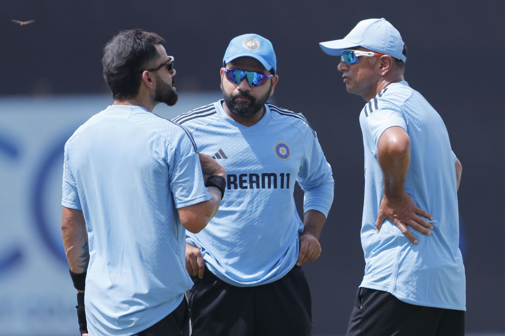 Rohit, Kohli and Dravid in discussion ahead of their Asia Cup clash against Pakistan (Pic: Getty)
