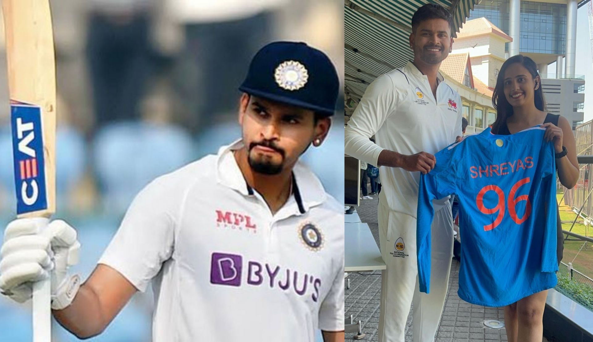 Shreyas Iyer with a fan during a Ranji match. 