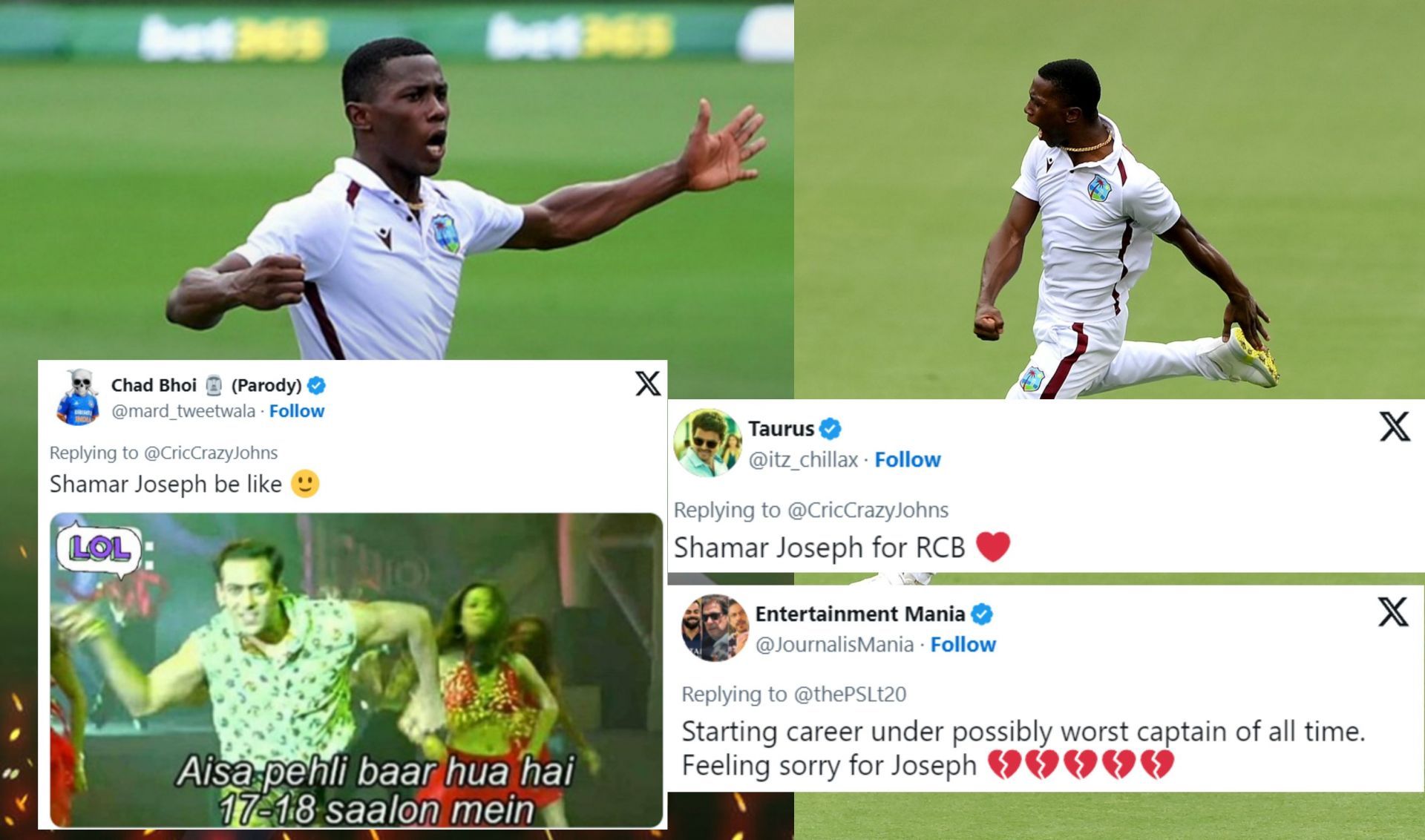 Fans react after Shamar Joseph bags a PSL contract. 