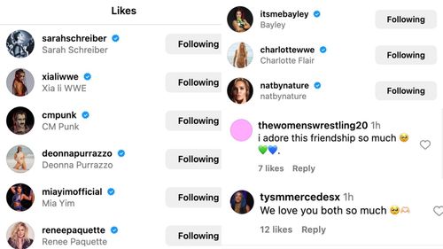 WWE Superstars react to Sasha Bank's post [Image: Sasha Bank's Insta]